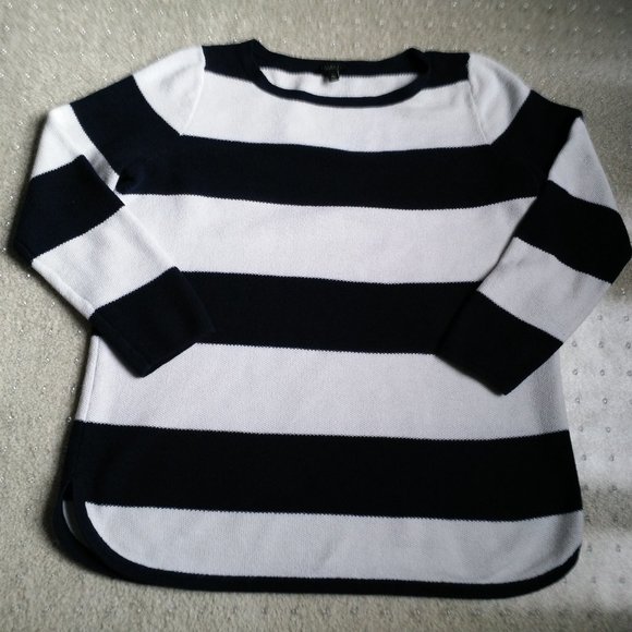 Talbots Sweaters - TALBOTS black white striped check contrast Size Xp